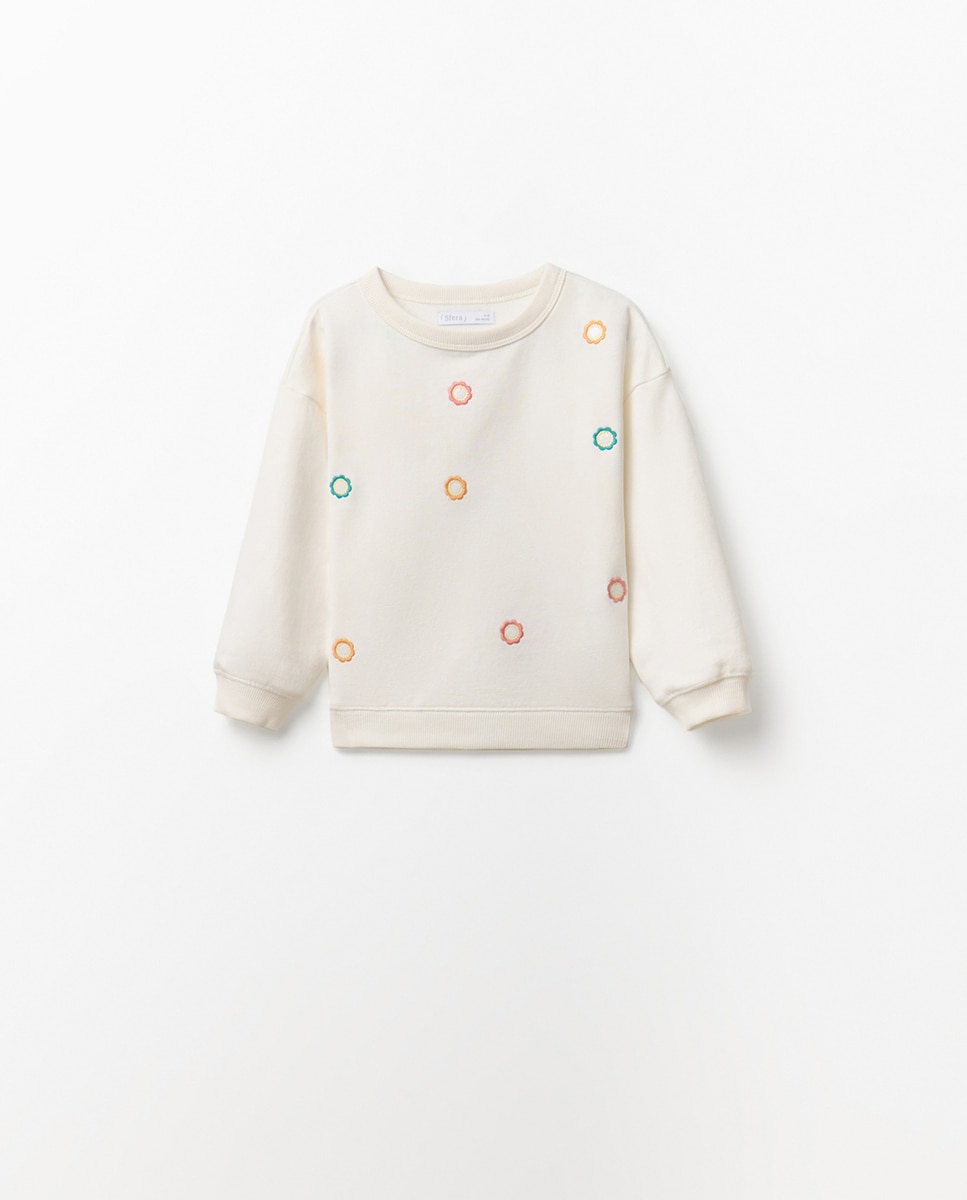 Sweatshirt com Espelhos Bordados Cru-1