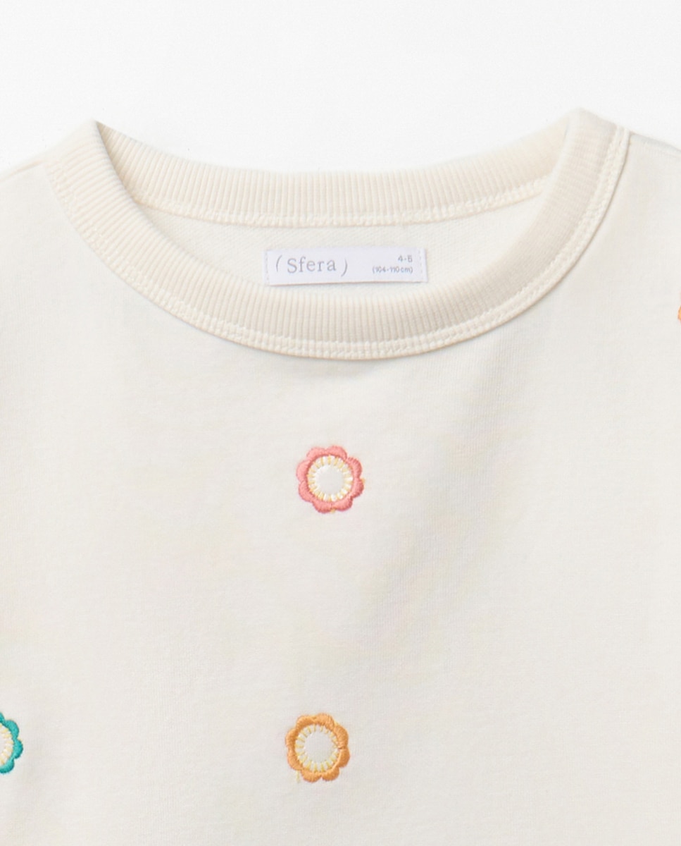 Sweatshirt com Espelhos Bordados Cru-2