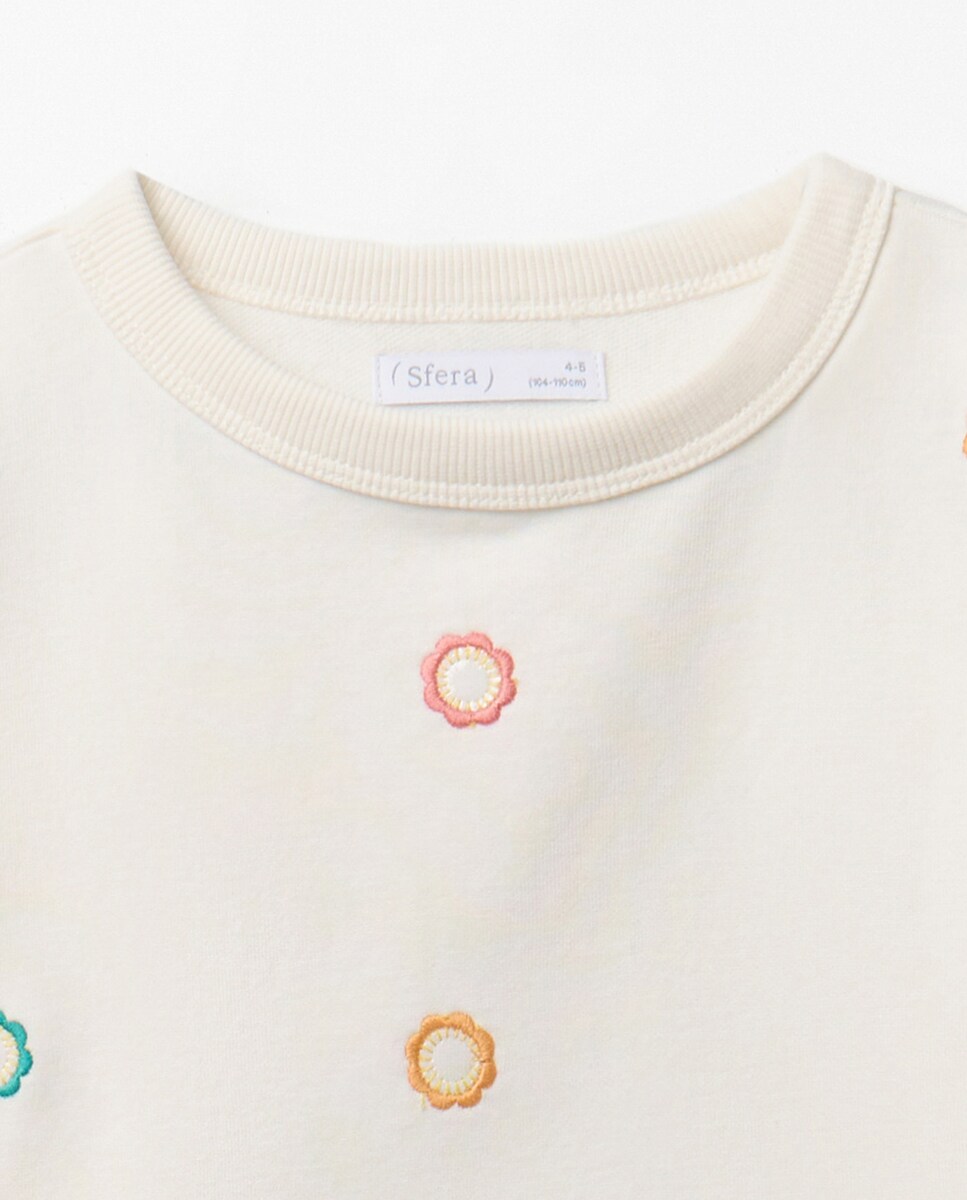 Sweatshirt com Espelhos Bordados Cru-2