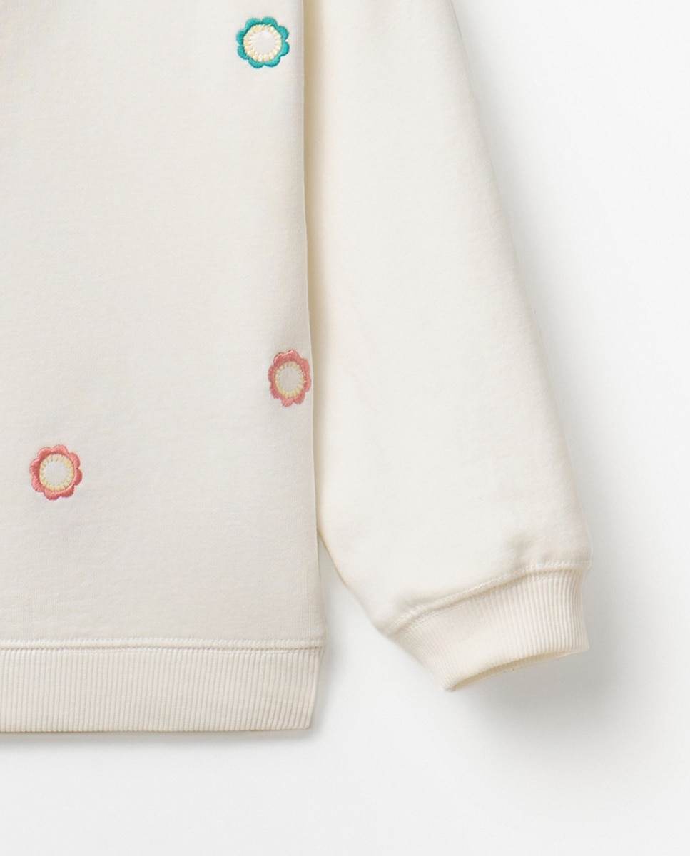 Sweatshirt com Espelhos Bordados Cru-3