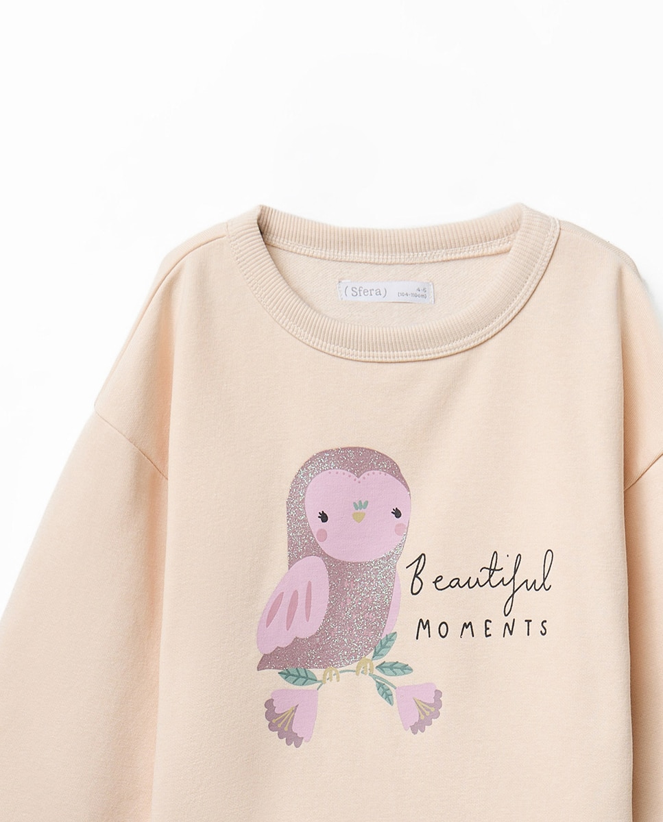 Sweatshirt com Motivo de Mocho Sfera 120 Cru-2
