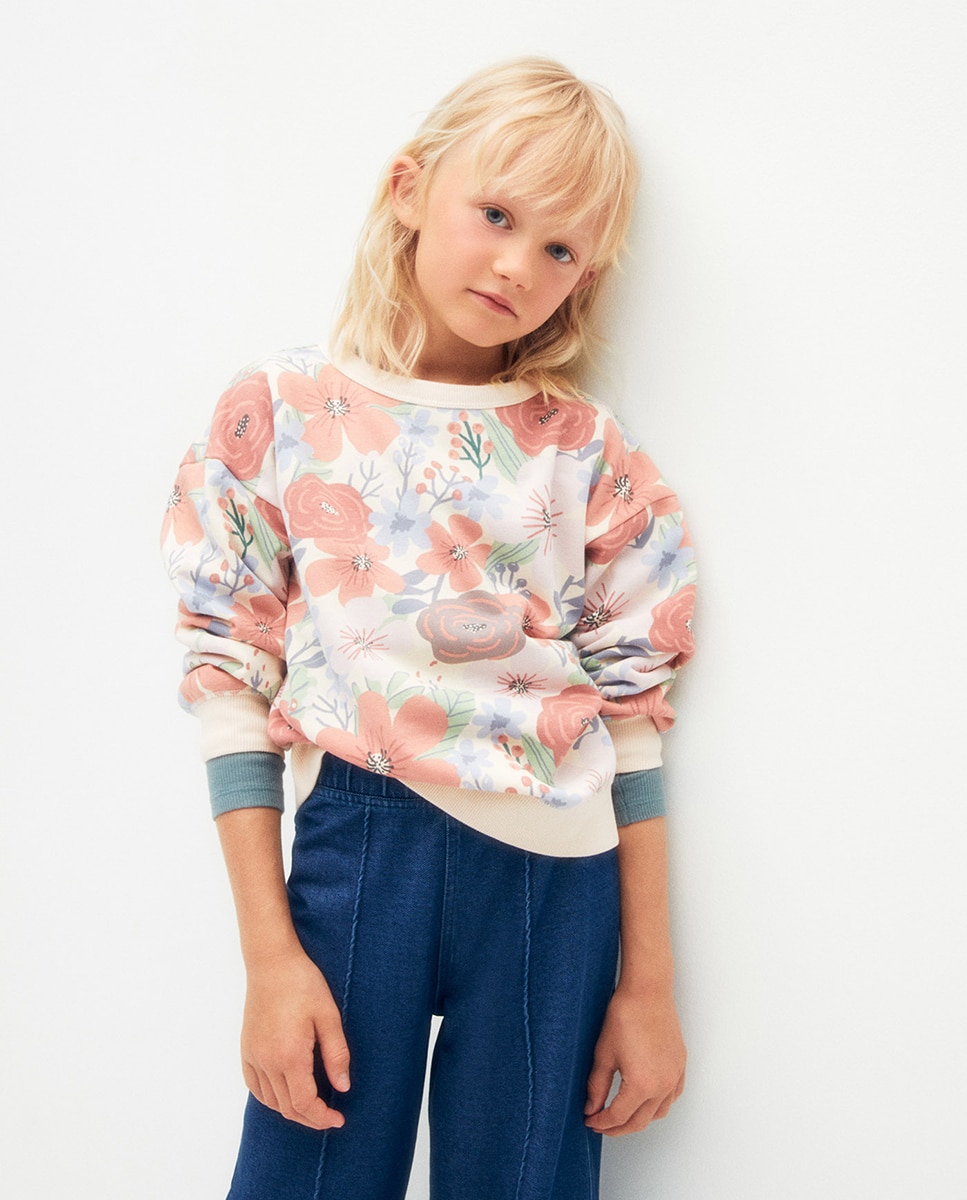 Imagen 0 de Sudadera flores 120 Crudo