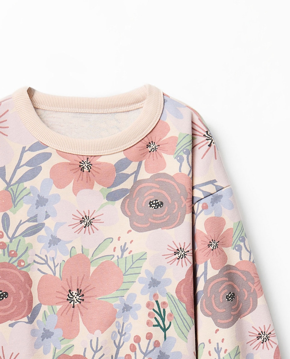 Sweatshirt com Estampado Floral Sfera 120 Cru-2