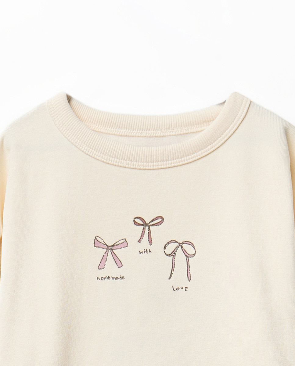 Sweatshirt Basic com Laços Sfera 120 Cru-2
