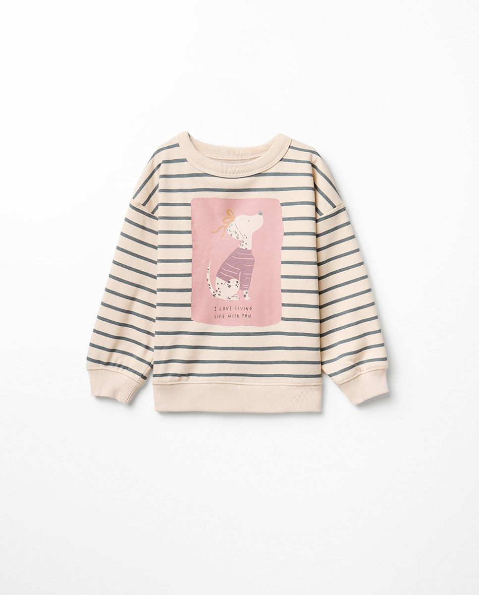 Imagem 0 de Sweatshirt às Riscas com Cão - Cinzento