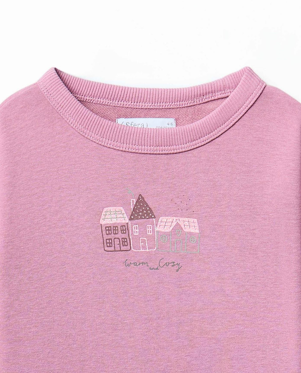 Sweatshirt Basic com Casas Sfera 200 Rosa-2