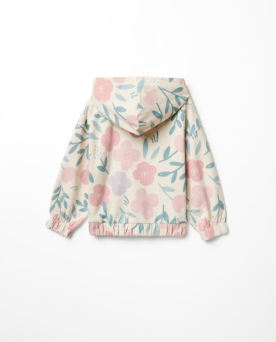 Sweatshirt Aberta com Estampado Floral Sfera 120 Cru-4