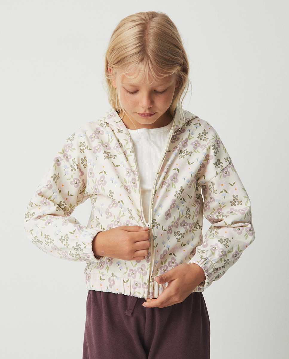 Imagen 0 de Sudadera abierta flor pequeña