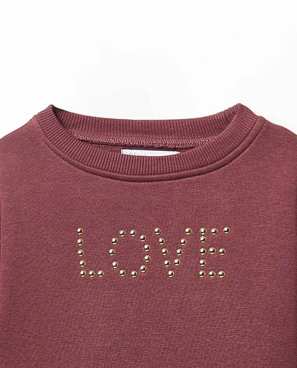 Sweatshirt Tipo Falsa Camisa com Tachas Sfera Ameixa-2