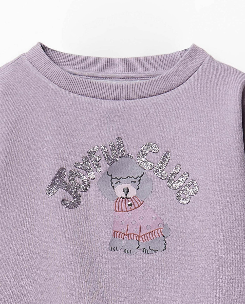 Sweatshirt com Cão de Tachas 282 Malva-2