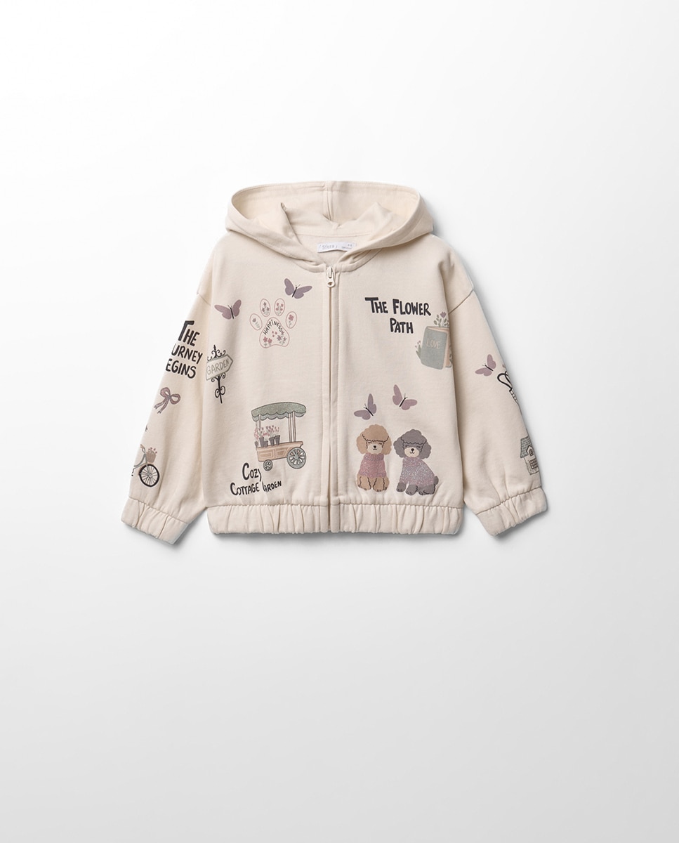 Sudadera abierta multiprints - Sfera - 120 Crudo 120 Crudo-1
