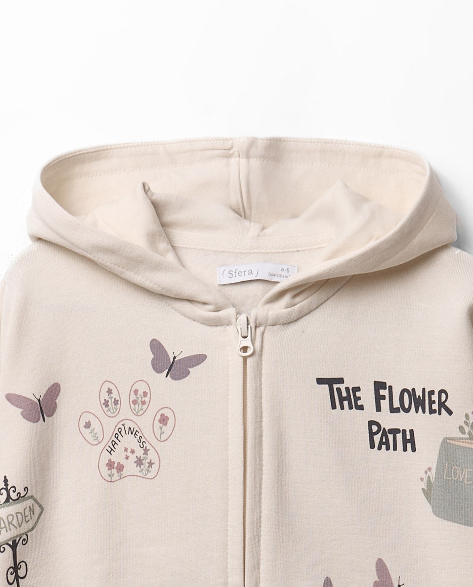 Sudadera abierta multiprints - Sfera - 120 Crudo 120 Crudo-2