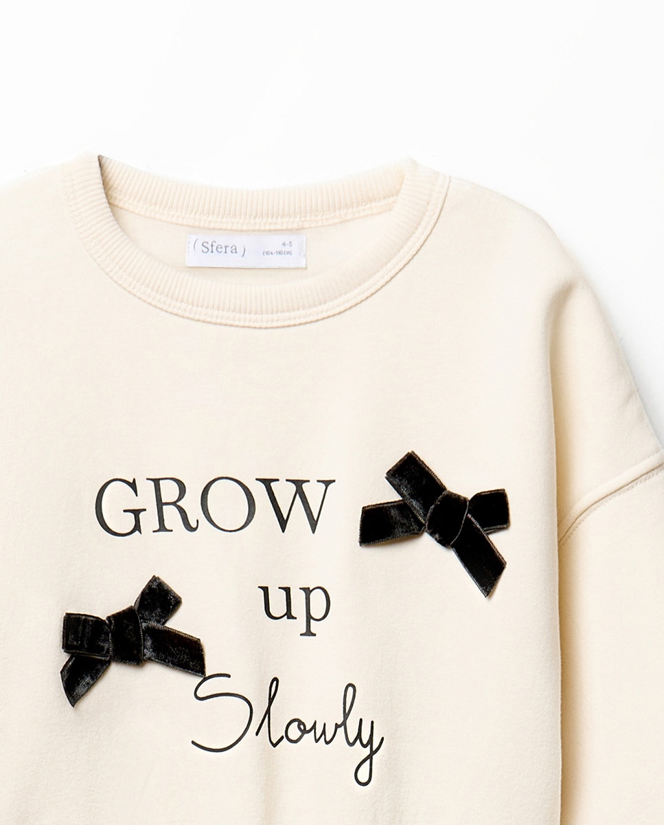 Sweatshirt de Veludo com Laços 120 Cru-2