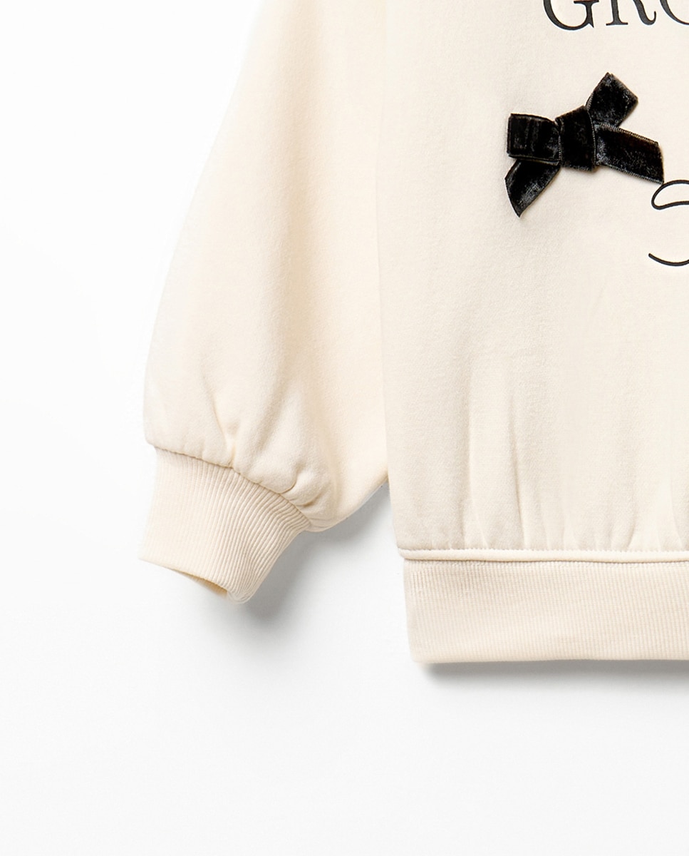 Sweatshirt de Veludo com Laços 120 Cru-3