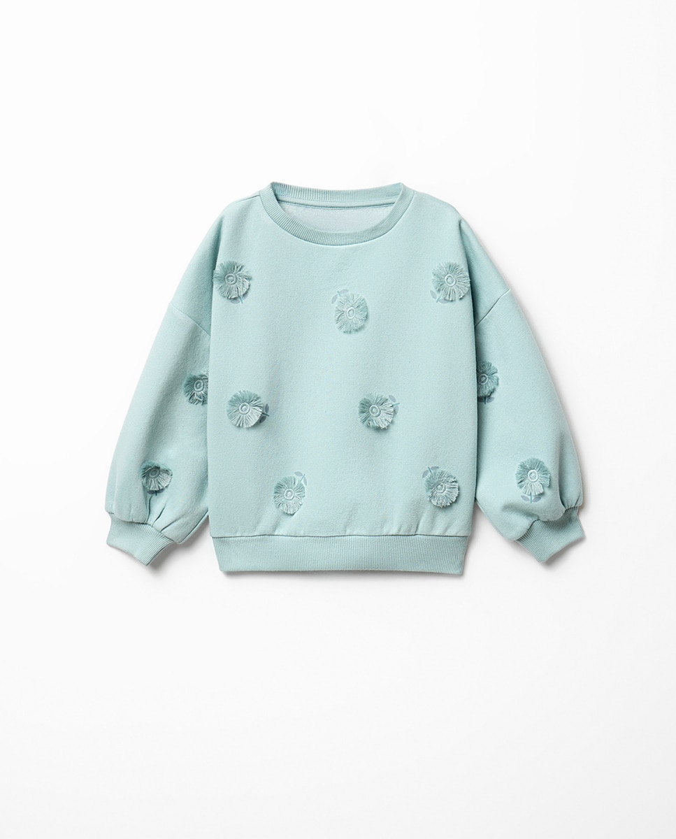 Imagem 0 de Sweatshirt com Estampado Floral e Franjas