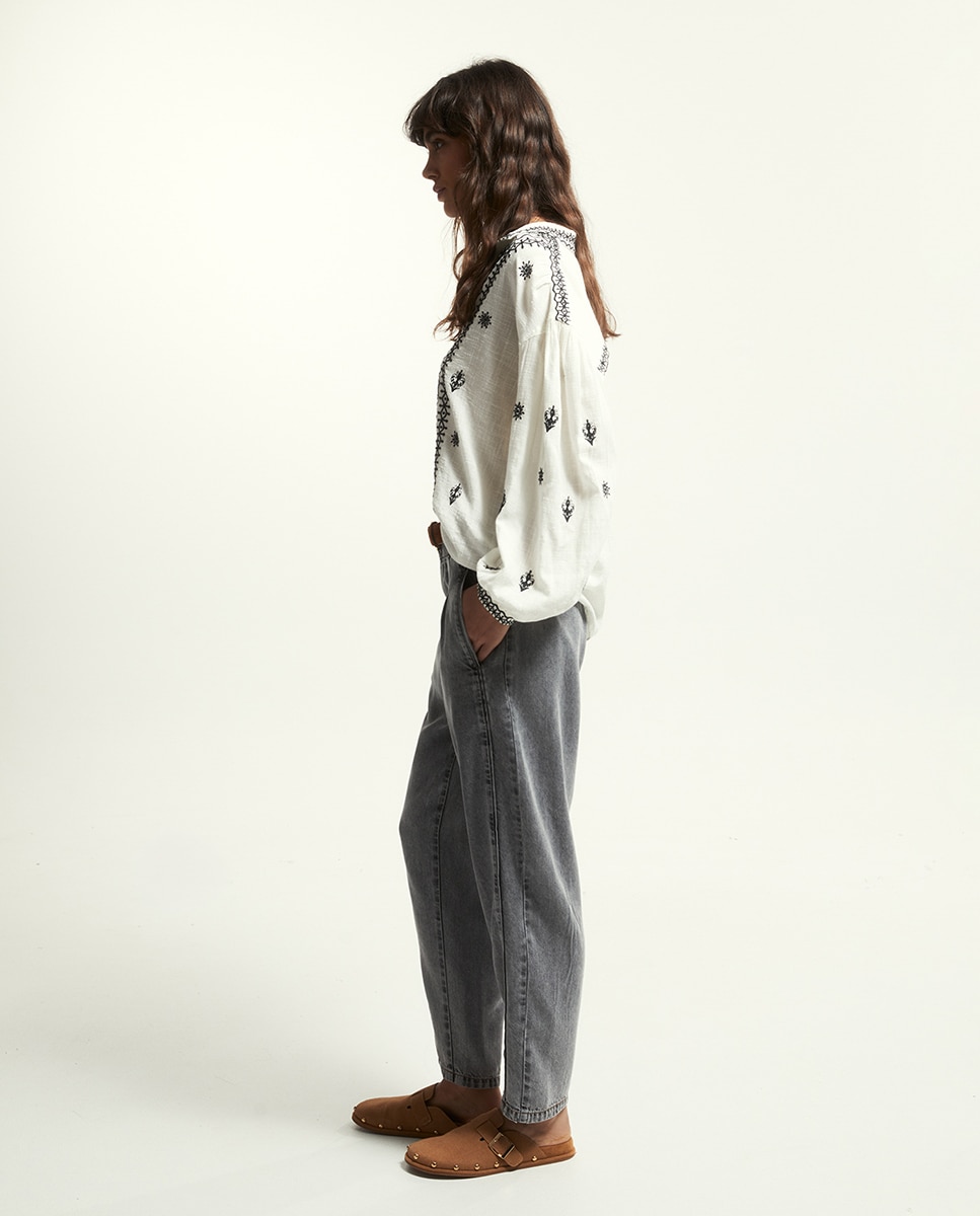 Jeans Baggy Tapered Cinzento-3