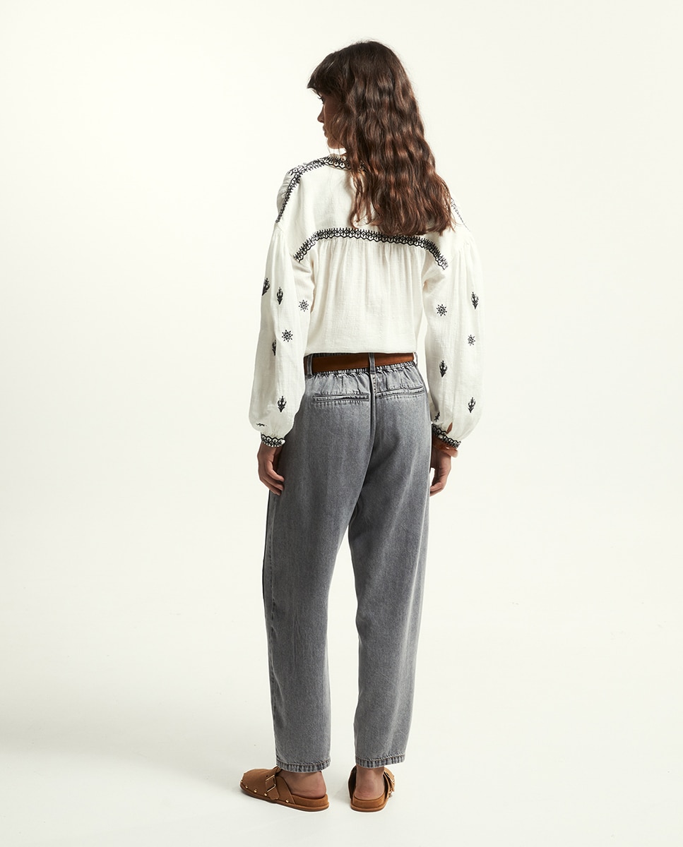Jeans Baggy Tapered Cinzento-4