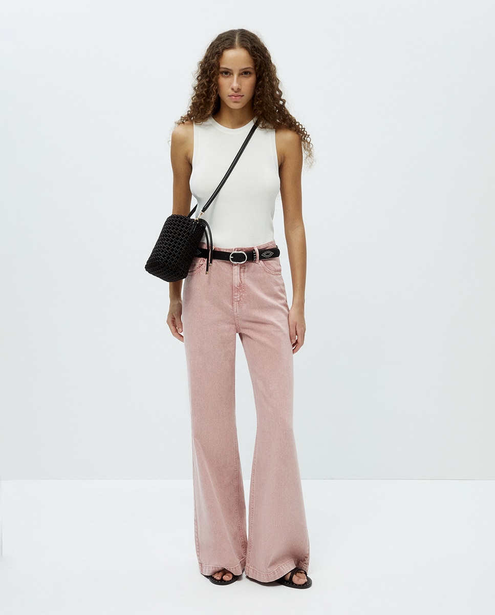 Imagem 0 de Jeans Palazzo com Cintura