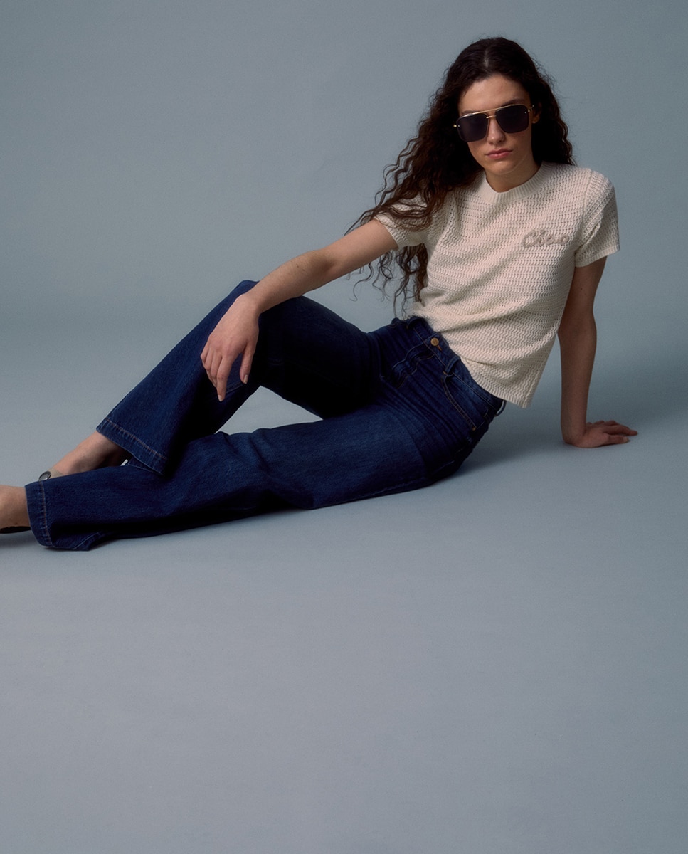 Jeans Palazzo com Cintura Azul-escuro-6
