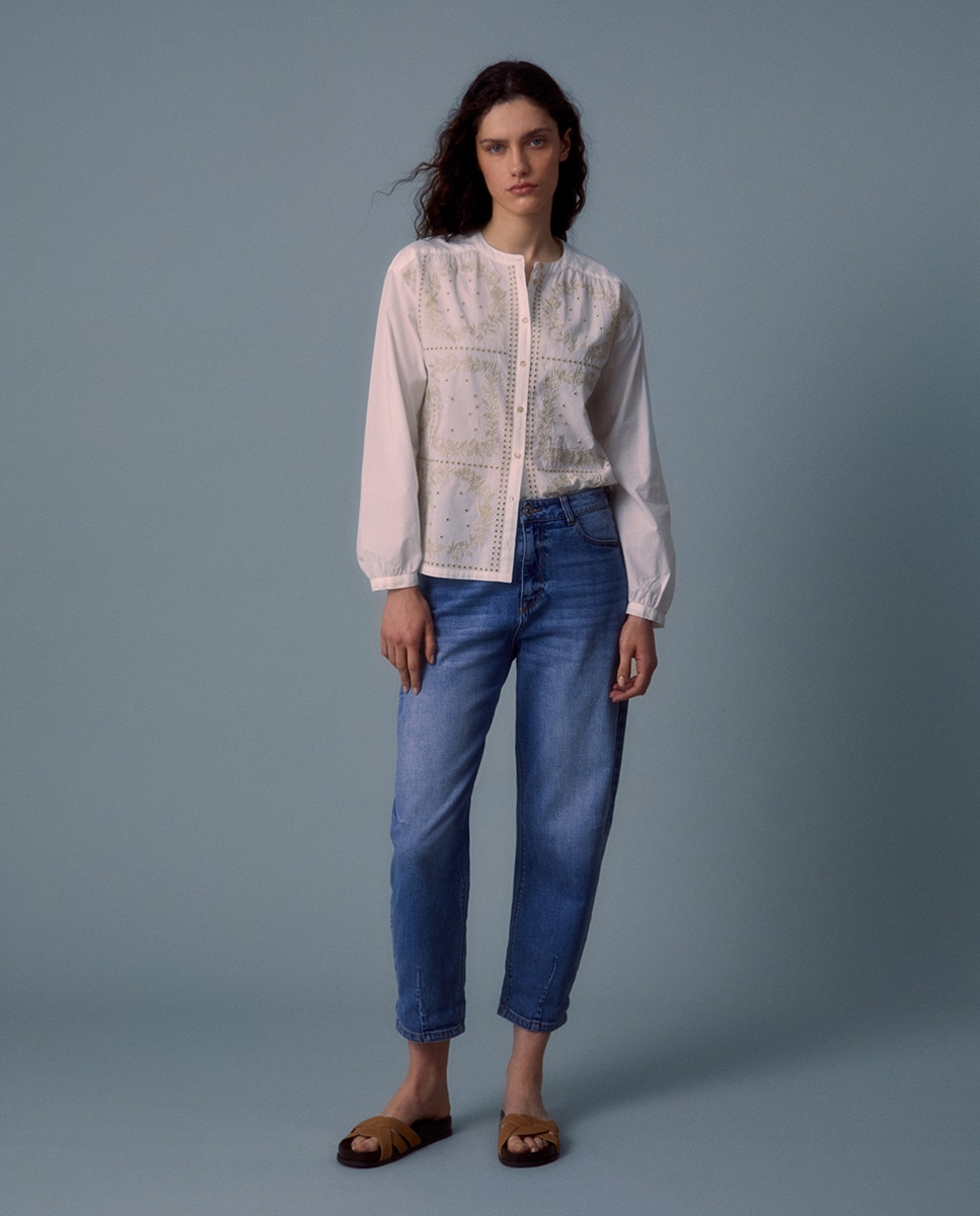 Imagem 0 de Jeans Barrel com Cintura