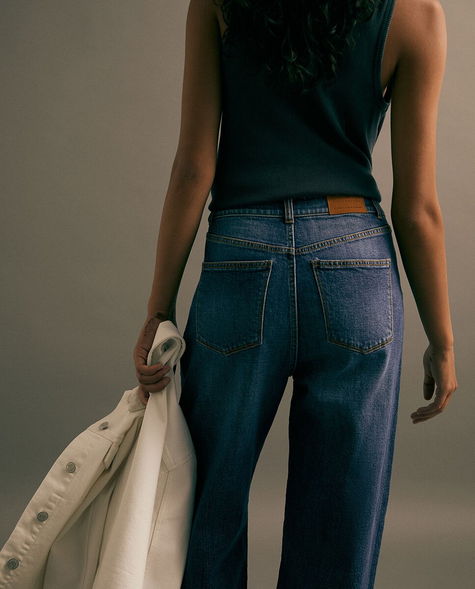 Jeans Barrel com Cintura Subida Azul pálido-6