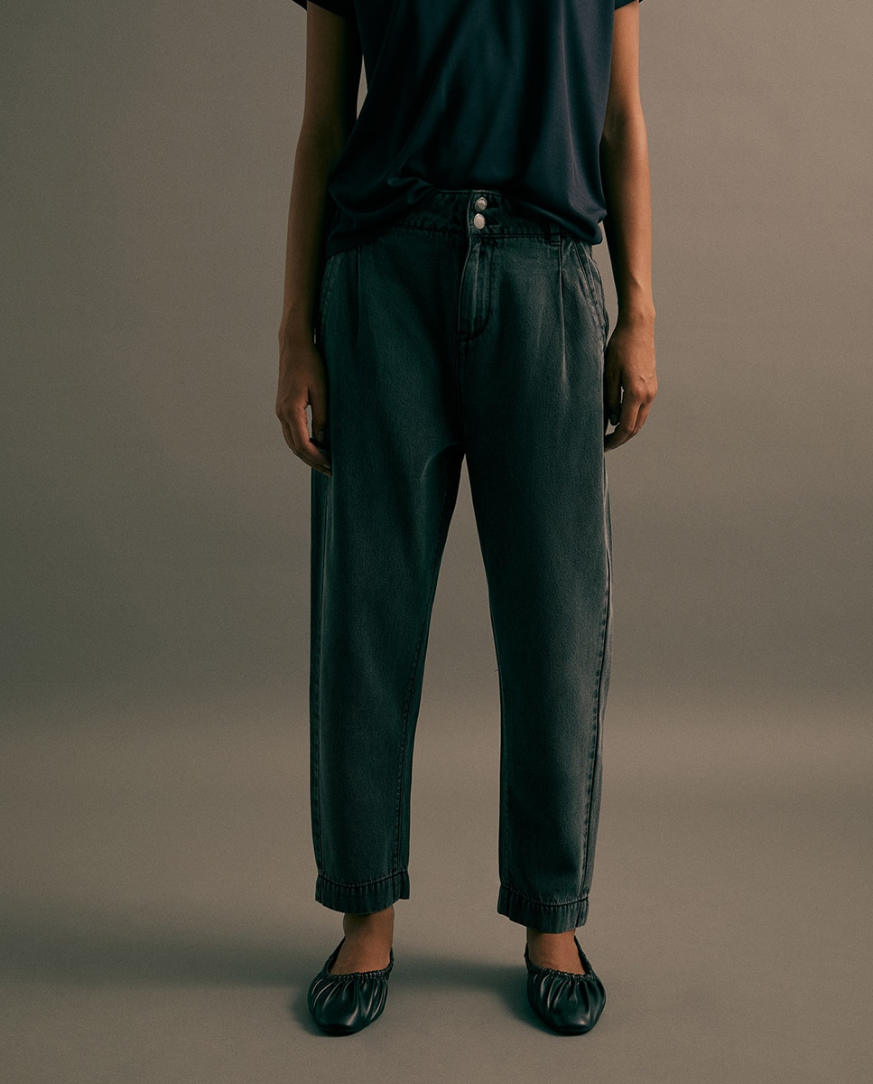 Jeans Baggy Tapered Cinzento-2