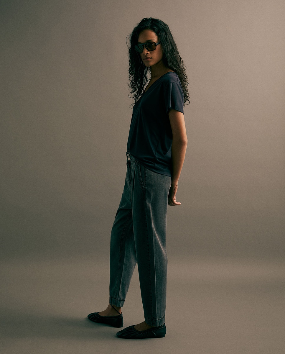 Jeans Baggy Tapered Cinzento-4