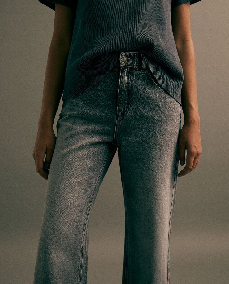 Jeans Straight Cinzento-3