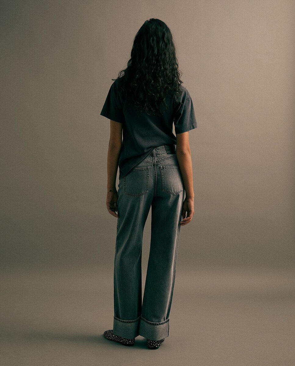 Jeans Straight Cinzento-5