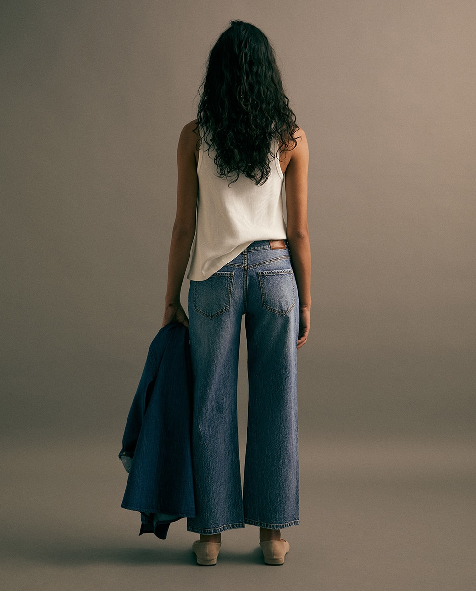Jeans Straight com Cintura Baixa Azul pálido-5