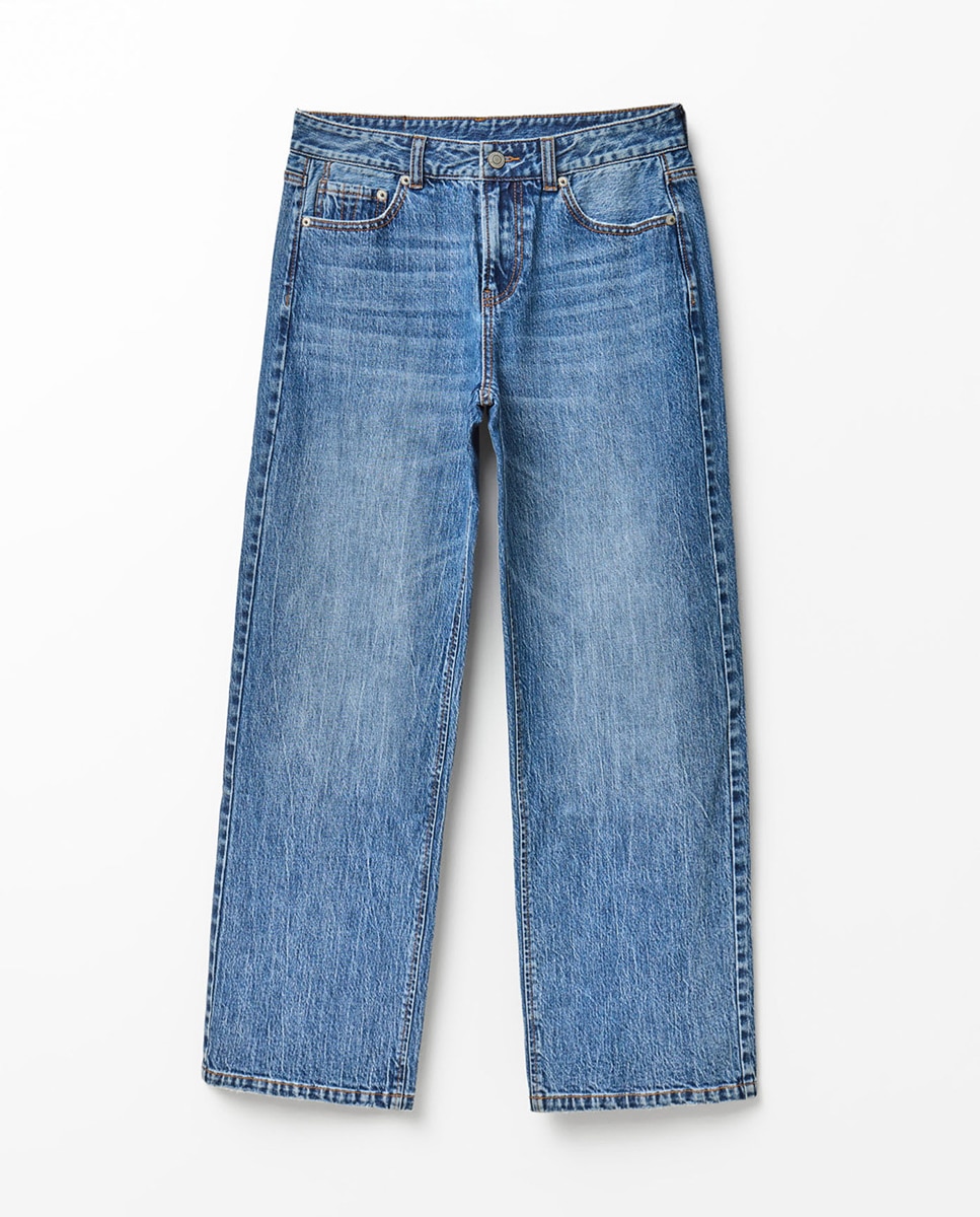 Jeans Straight com Cintura Baixa Azul pálido-7