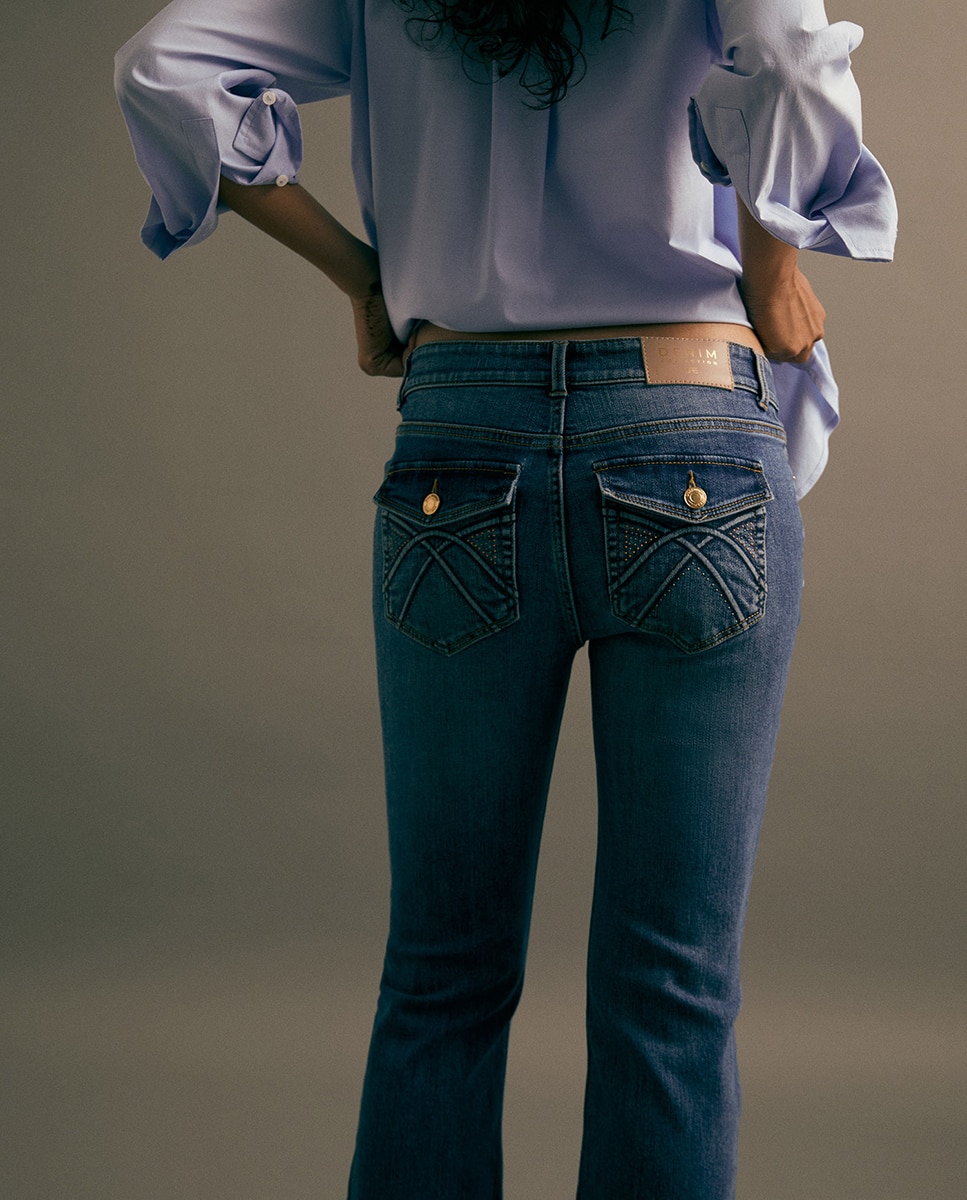 Jeans corte bota tiro bajo - Sfera - Azul Suave Azul Suave-6