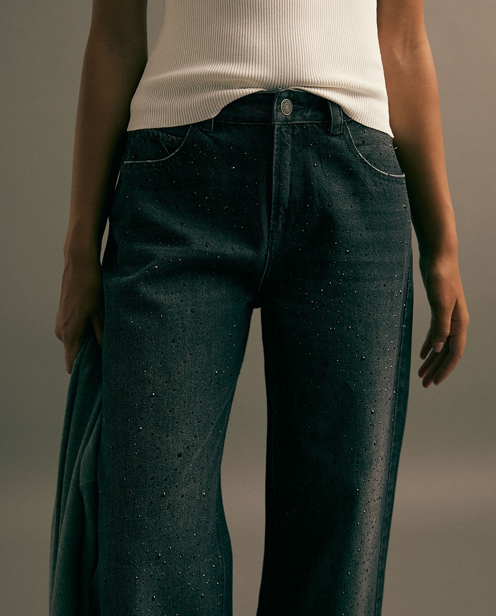 Jeans Straight com Cintura Média Cinzento-4