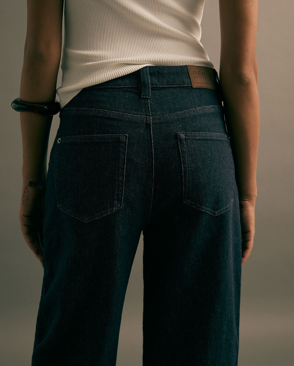 Jeans Barrel com Cintura Azul-escuro-6