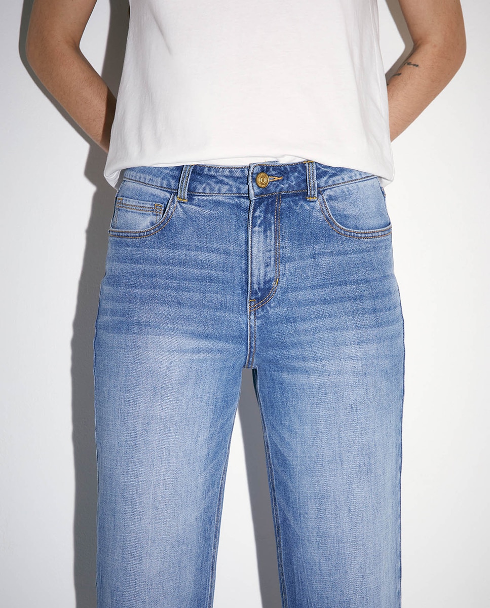 Jeans Straight Largas Azul-3