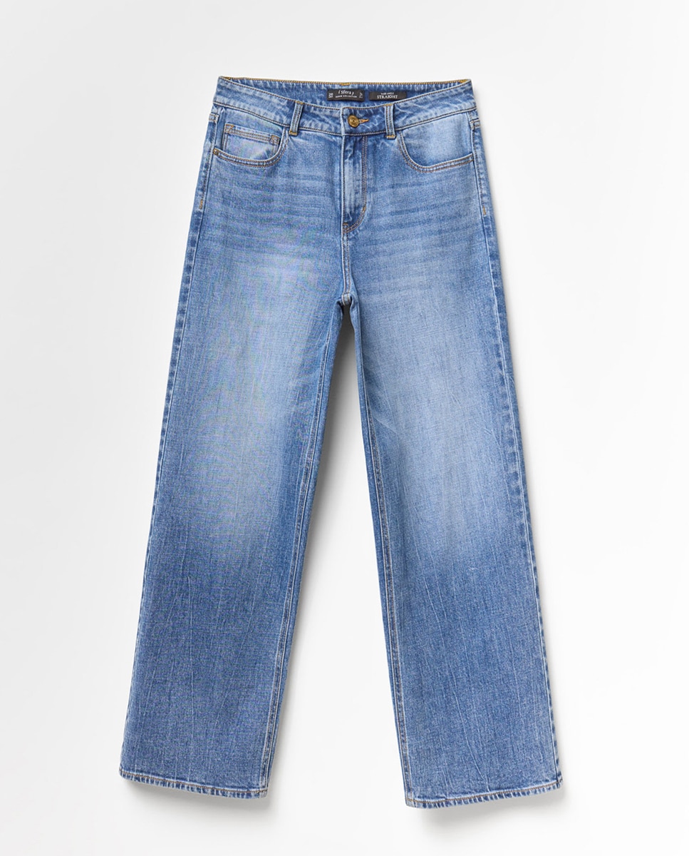 Jeans Straight Largas Azul-6