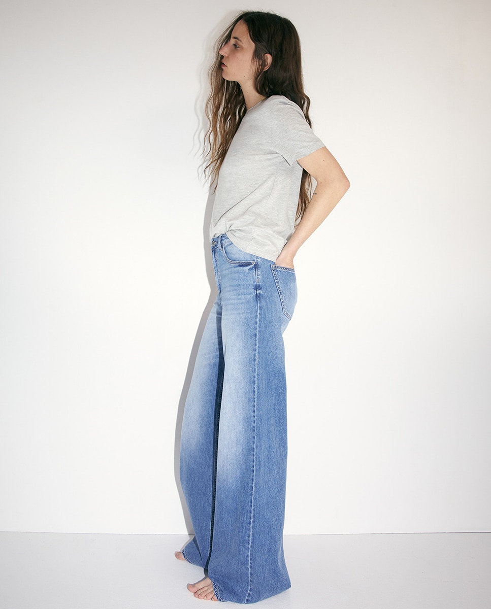 Jeans Palazzo com Cintura Azul-3