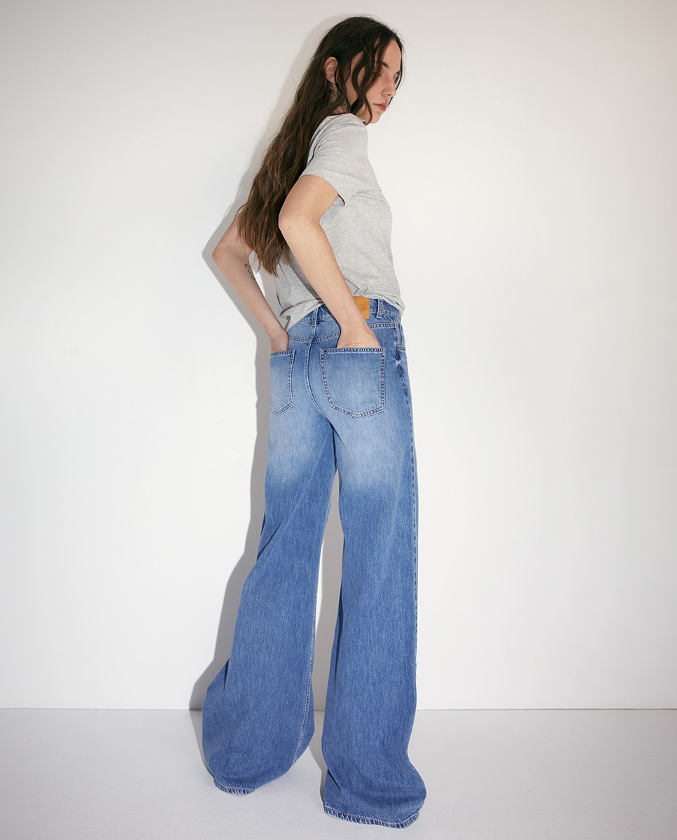 Jeans Palazzo com Cintura Azul-4