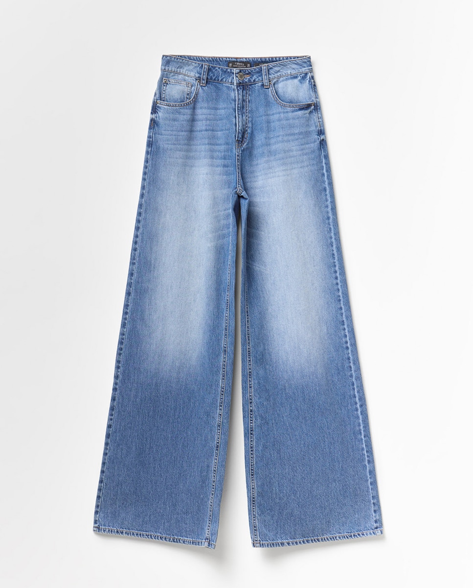 Jeans Palazzo com Cintura Azul-7