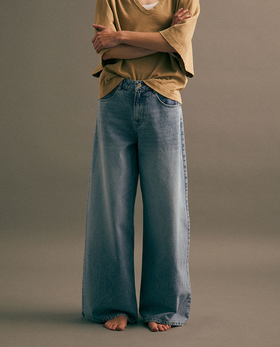 Jeans Straight Largas Cerúleo-3