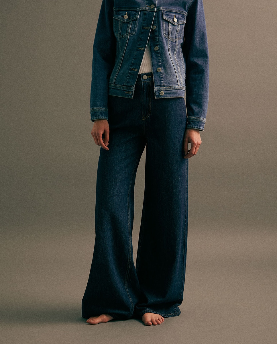 Jeans Palazzo com Cintura Subida Índigo-2