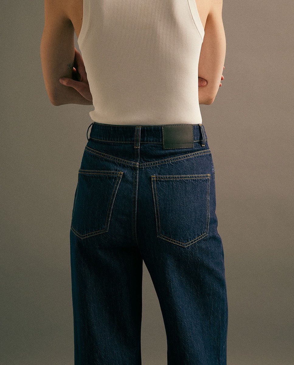 Jeans Palazzo com Cintura Subida Índigo-6