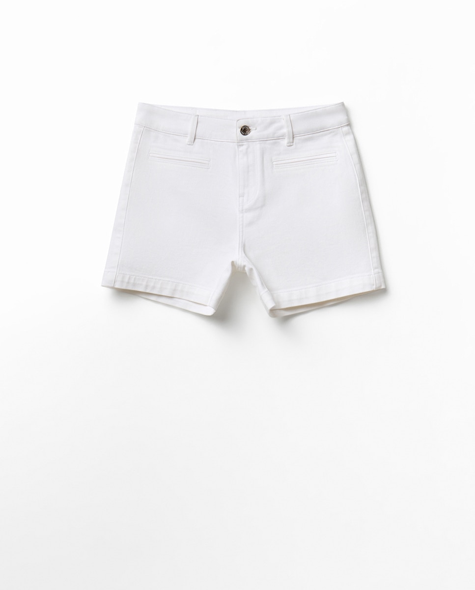 Jeans Tipo Bermudas Branco-5
