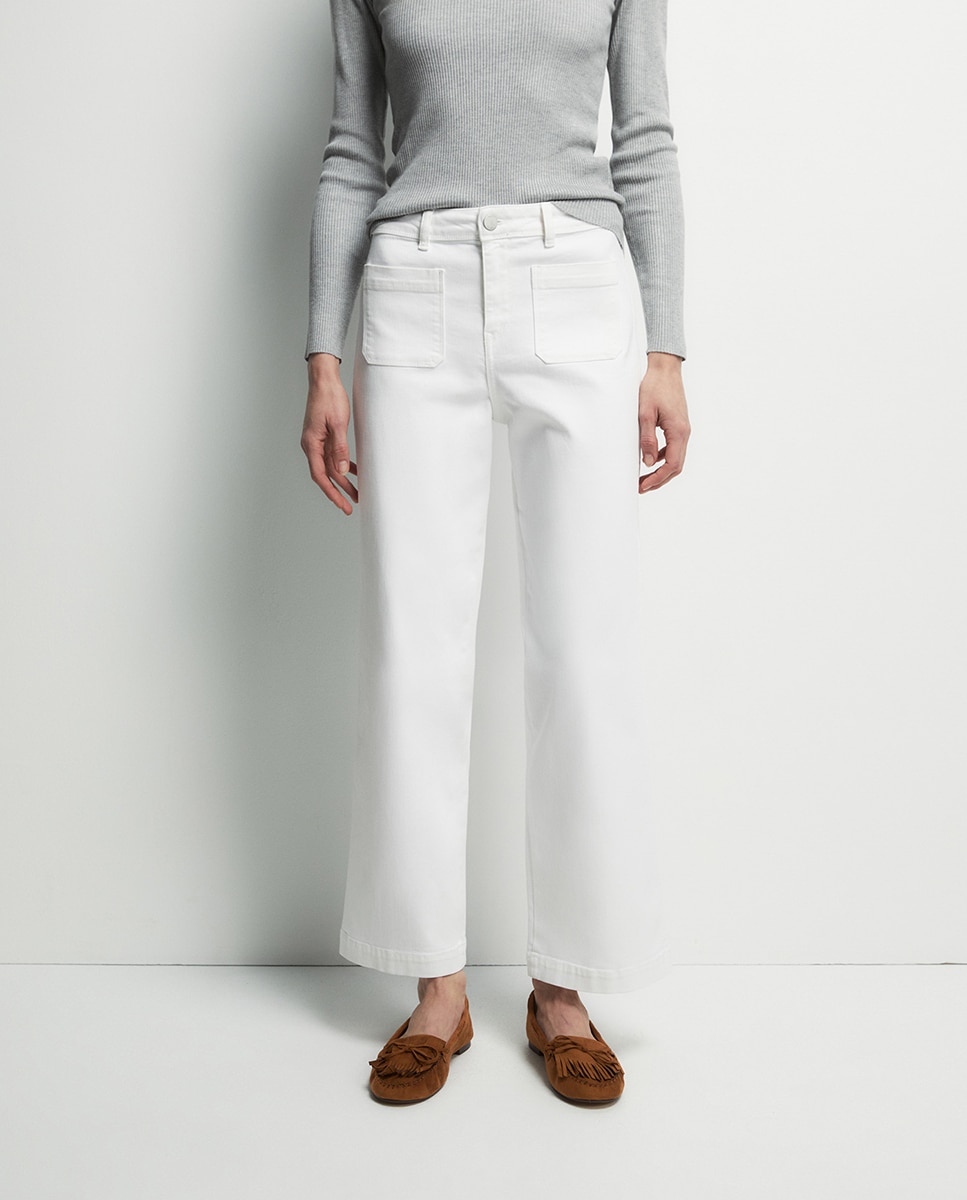 Jeans Straight pelo Tornozelo Branco-2