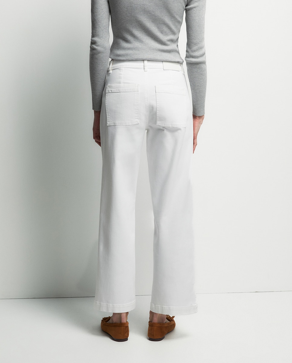 Jeans Straight pelo Tornozelo Branco-4