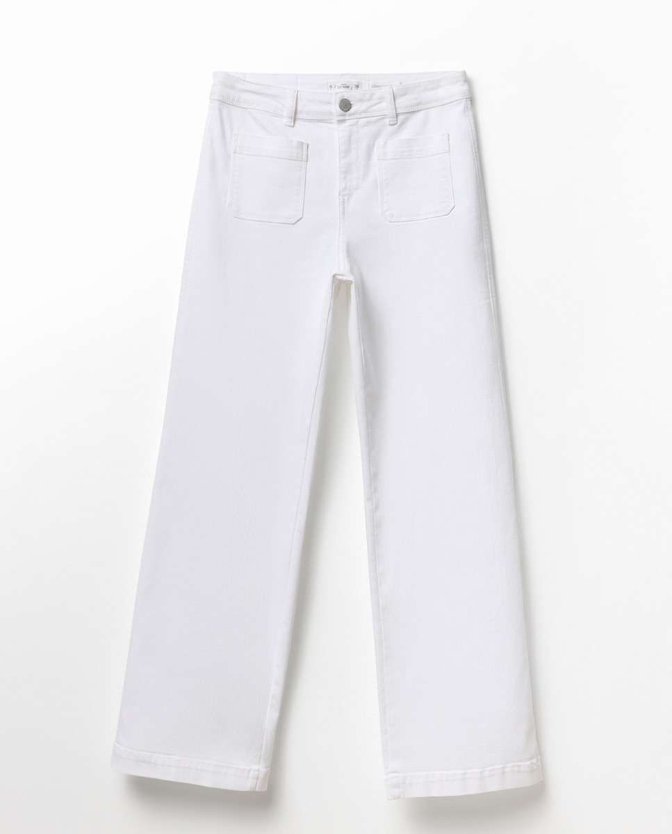 Jeans Straight pelo Tornozelo Branco-5