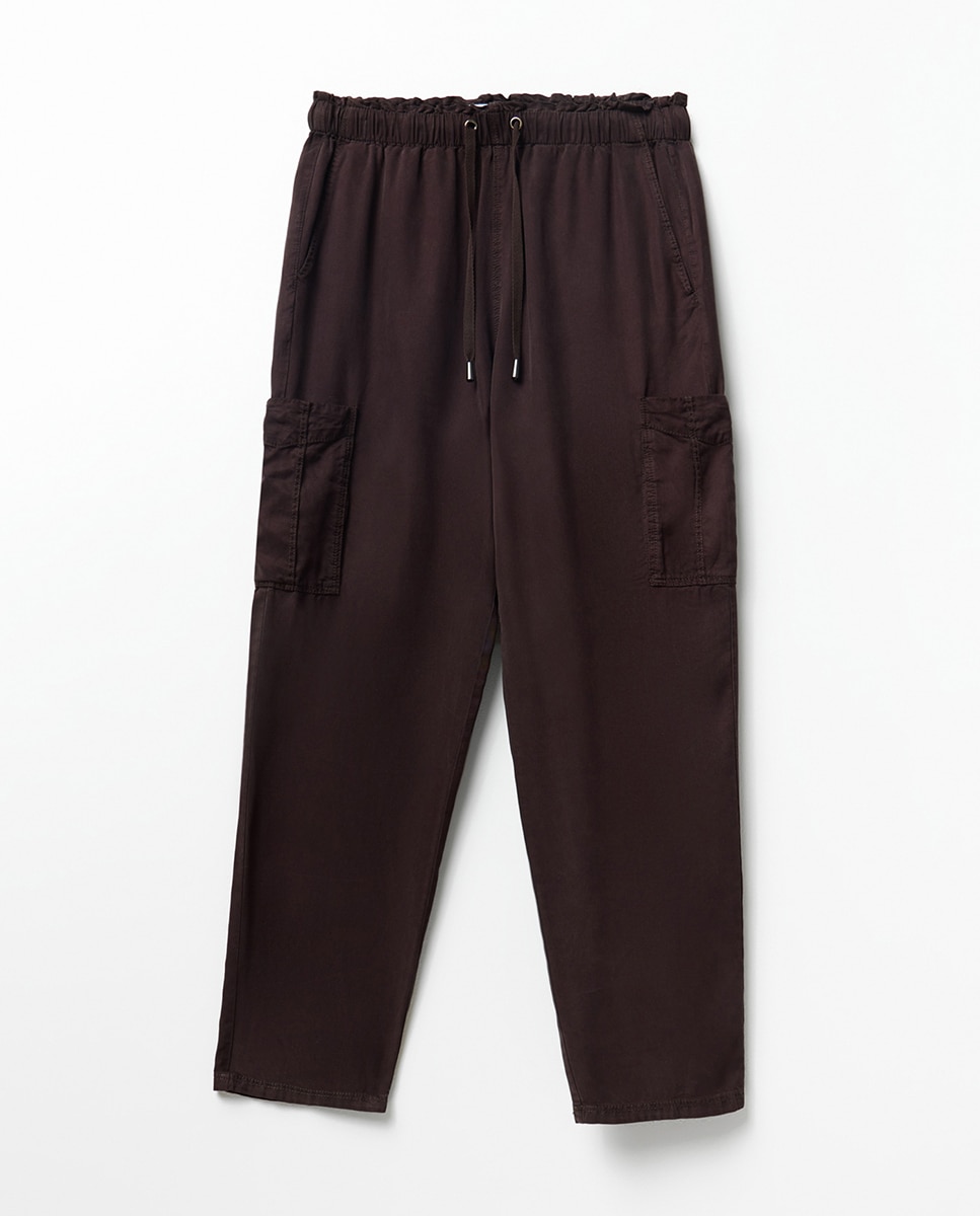 Jeans Cargo Tapered Castanho-6