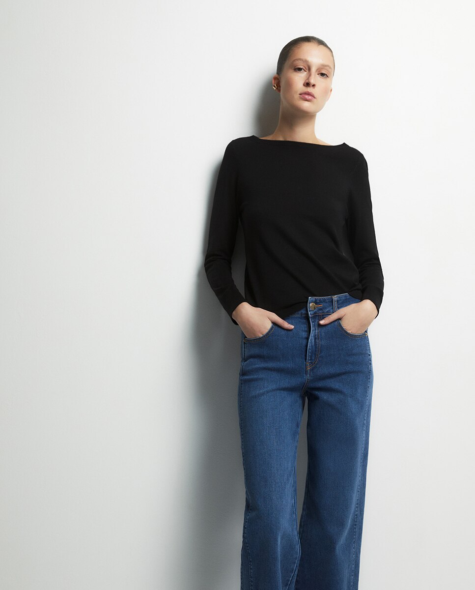 Jeans Straight Largas Azul-3