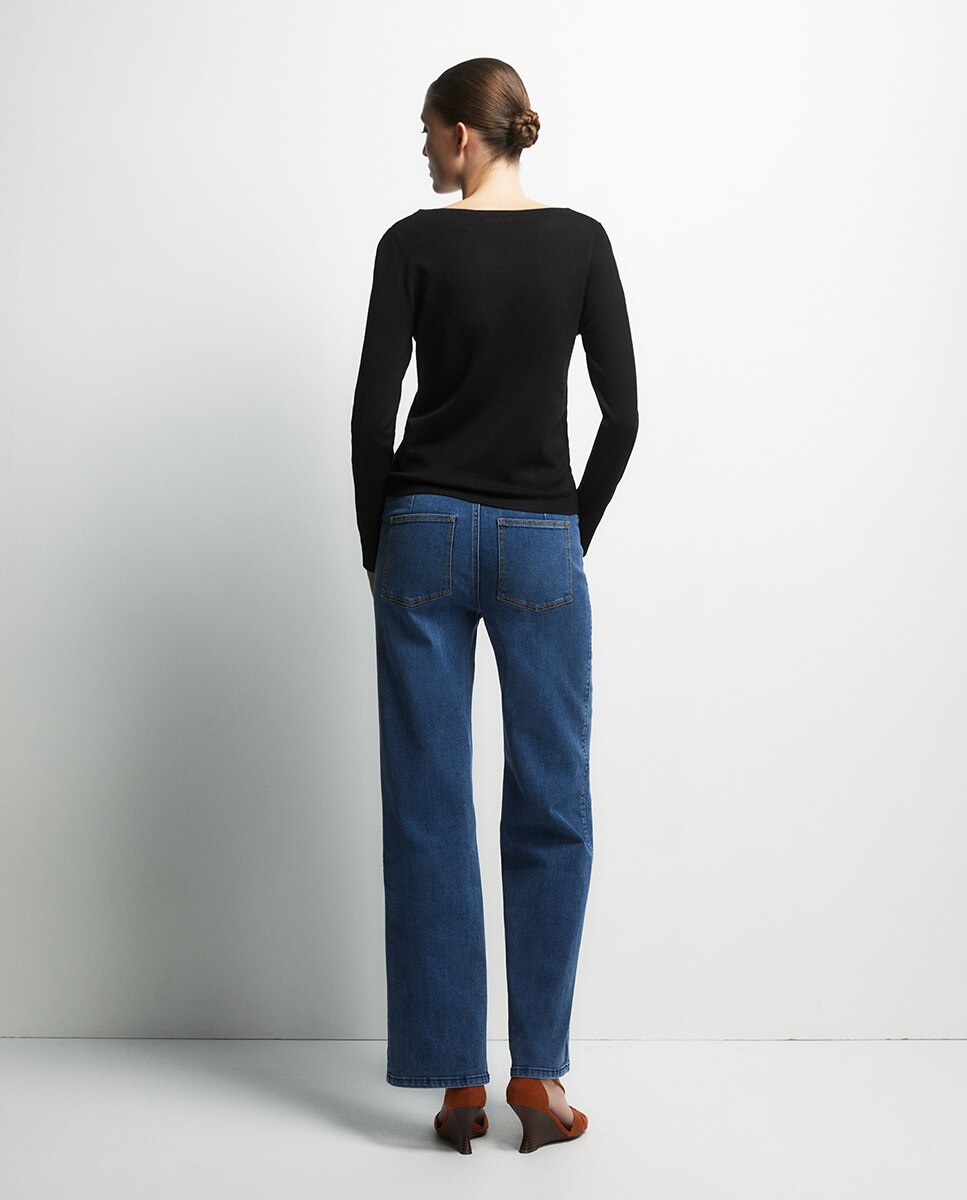 Jeans Straight Largas Azul-4