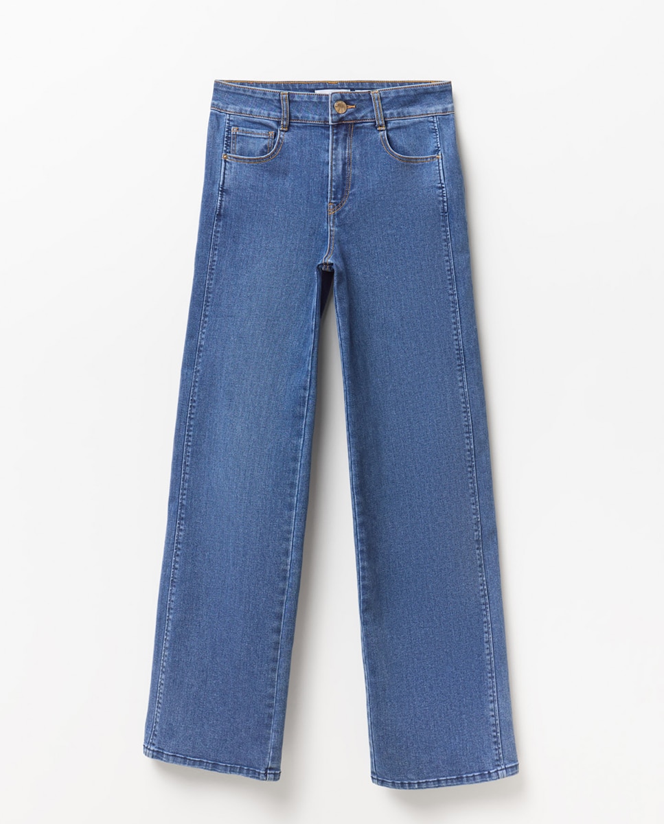 Jeans Straight Largas Azul-5